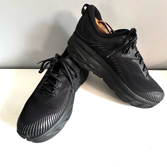 Hoka One One Bondi 7 X-Wide Low Top Black Sneakers Size 10.5 (4E) EUC Athletic - Picture 4 of 10